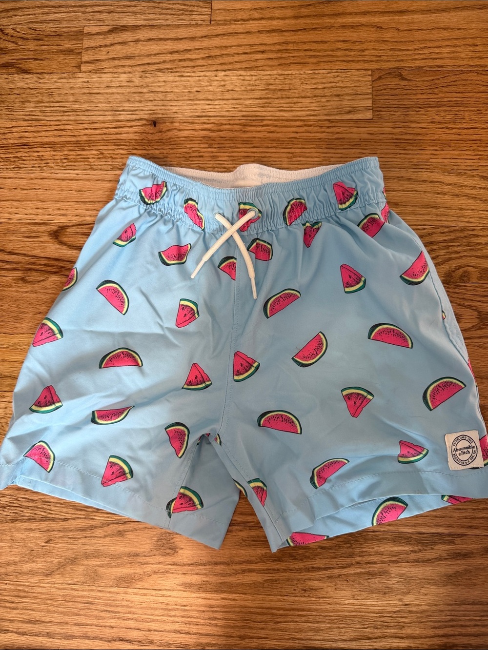 abercrombie kids Light Blue Swim Trunks with Pink Watermelon Print
